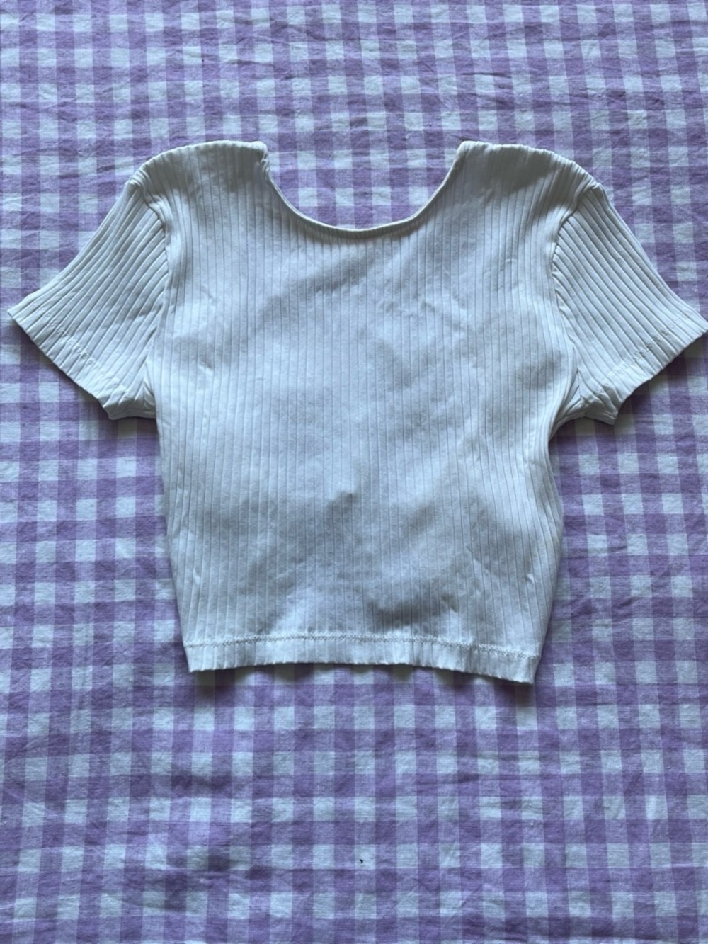 Zara White Ribbed Scoop-Neck Crop Top